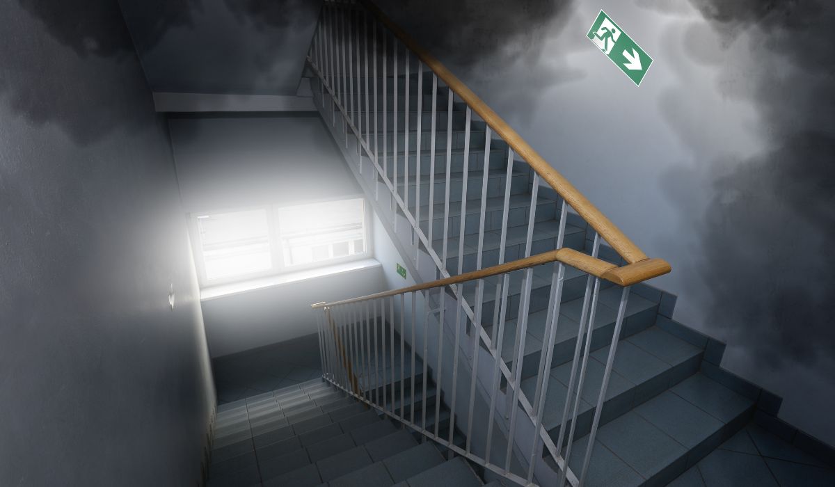 smoke within a stairwell